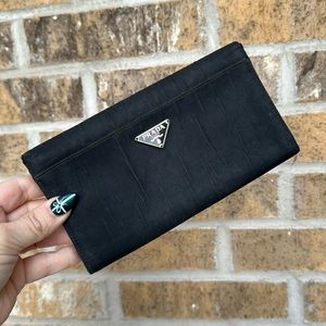 Prada Nylon Long Wallet Black